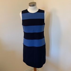 Theory Blue and Black Striped Dress